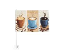 Tasses à café dessin animé drapeau voiture extérieur fenêtre clip 30 x 45 cm double face décoration voiture