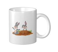 Tasses À Café Deux Mignons Lapins Dans Le Trou Mug Céramique Drôle Avec Poignée Tasses À Céramique, Pour Anniversaire, Fête Des Mères, Homme, 330ml