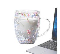 Tasses à Café Double Verre,Tasses à Café Double Paroi - Tasse à café en verre isolée esthétique 350ml | Tasse en verre légère de grande capacité pour boissons chaudes et froides, verres pour femmes et
