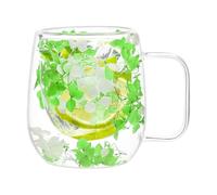 Tasses à café doubles en verre, tasses à café doubles en verre - Tasses à thé isolées avec fleurs séchées - Tasses à café en verre transparent - Double couche isotherme avec poignée - 200 ml, pour