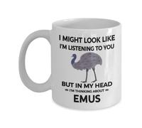 Tasses À Café Emu in My Head I'm Thinking About Emus, Giant Emu Lover Tasse Personnalisable Idéal Tasse À Thé Multicolore Mug Ceramique pour Collègue Anniversaire Travail 330ML