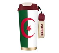 Tasses à café en acier inoxydable - Isolation sous vide - Double paroi - 532 ml - Imprimé drapeau de l'Algérie