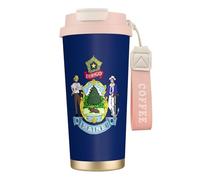 Tasses à café en acier inoxydable - Isolation sous vide - Double paroi - 532 ml - Imprimé drapeau de l'État du Maine