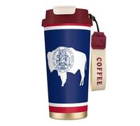 Tasses à café en acier inoxydable - Isolation sous vide - Double paroi - 532 ml - Imprimé drapeau de l'État du Wyoming