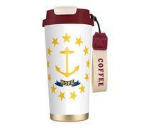 Tasses à café en acier inoxydable - Isolation sous vide - Double paroi - 532 ml - Motif drapeau de l'État du Rhode Island