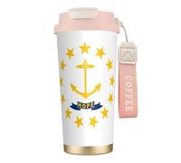 Tasses à café en acier inoxydable - Isolation sous vide - Double paroi - 532 ml - Motif drapeau de l'État du Rhode Island