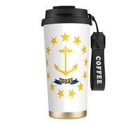Tasses à café en acier inoxydable - Isolation sous vide - Double paroi - 532 ml - Motif drapeau de l'État du Rhode Island