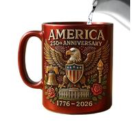 Tasses à café en céramique, 11 oz tasse en céramique commémorative, 250e tasse avec drapeau et design des choix pratiques Symbol culturel commémoratif pour femmes adultes Soup thé chaud voyage
