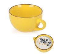 Tasses à café en céramique, 700 ml, avec grande poignée, tasse à café, bol à soupe, tasse à céréales, tasses à thé, passe au lave-vaisselle et au micro-ondes, pour le bureau et la maison (jaune
