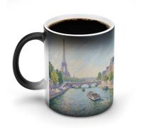 Tasses à café en céramique avec poignée - Motif Tour Eiffel à Paris - 325 ml - Changement de température - Cadeau amusant pour Noël