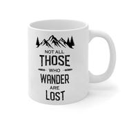 Tasses à café en céramique blanche avec inscription « Not All Those Who Wander are Lost » - Cadeau d'anniversaire pour papa, 325 ml
