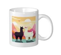 Tasses à café en céramique de 355 ml avec poignées en forme d'alpagas amoureux dans les montagnes pour café, thé, grandes tasses en céramique pour homme et femme, pendaison de crémaillère, fête,
