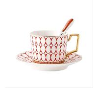 Tasses à café en céramique, Ensemble de tasses à café, soucoupes et cuillères en porcelaine anglaise 200 ml, tasse thé britannique, service, céramique avancée, expresso