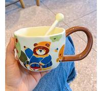 Tasses à Café en Céramique Little Lamb Big Ear, Gobelet Isotherme pour Thé, Lait et Les Jus de Fruits, Adorable Tasse Isotherme pour les Fêtes, Goûter Vacances, 400 Ml(Blue)