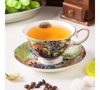 Tasses à café en céramique, Tasse à café haut de gamme en porcelaine anglaise, tasse thé l'après-midi, créative céramique avec peinture l'huile, D-220 ml(D)