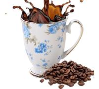 Tasses à café en céramique - Tasse à thé noire en Chine d'os, tasse créative faite à la main | Tasse à thé en céramique avec motif floral et anse, couleurs et motifs vifs, grandes tasses à café