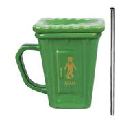 Tasses À Café En Céramique | Tasse Petit-Déjeuner Poubelle | Mugs À Café Originaux Avec Paille - Pour Maison Travail Anniversaire Fête Routine Matin Moments Détente Loisirs Weekend Collection Personne