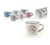 Tasses à café en céramique Time For Coffee - Lot de 6 - 90 ml - Blanc