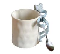 Tasses à café en poterie - Tasse à thé en céramique | 500 ml avec nœud en ruban et poignée en ruban avec cuillère à café, tasses à café mignonnes pour amis, famille, collègues, vacances, magasins