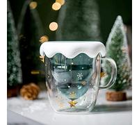 Tasses à café en verre à double paroi avec couvercles et poignée - Tasse à café amusante avec couvercles et poignée - Cadeau de Noël pour adolescents, filles, garçons, femmes, hommes, amis, mamans