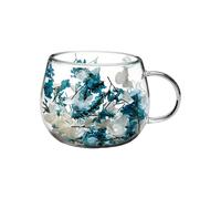 Tasses à café en verre à double paroi avec fleurs séchées | 300 ml | Tasses à café en verre résistant à la chaleur pour thé, lait, chocolat chaud, pour la Saint-Valentin, les femmes, les amis, les