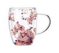Tasses à café en verre à double paroi de 350 ml avec poignées - Tasses à café isothermes à double paroi - Cadeau de Noël ou d'anniversaire