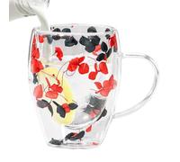 Tasses à café en verre à double paroi, esthétiques, mignonnes | Tasses à fleurs séchées à double couche - Légères - Pour thé chaud et froid - Pour femmes et filles - E