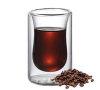 Tasses à café en verre à double paroi - Tasse à café en verre de 300 ml avec motif chat noir, tasses à cappuccino, latte, pour café, thé, lait, jus - Tasse à café plate blanche pour chocolat chaud