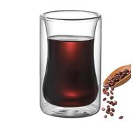 Tasses à café en verre à double paroi - Tasse à café en verre de 300 ml avec motif de chats noirs - Verres à cappuccino Latte Tasses pour café, thé, jus de lait - Tasse à café blanche plate, verres à