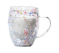 Tasses à café en verre à double paroi - Tasse en verre sablé en forme de cœur, tasse à lait et à café double couche de 350 ml, tasse à boisson chaude et froide, cadeau parfait pour la Saint-Valentin