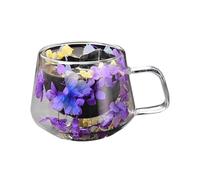 Tasses à café en verre avec double isolation, Tasses à café en verre à double paroi | Tasse en verre isolant Tasse ronde en verre à double paroi | Tasses en verre Floral Fusion pour cappuccino, t