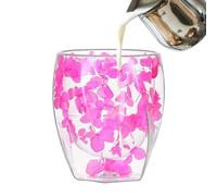 Tasses à café en verre double, tasses à café en double verre,Coupe d'isolation thermique à double couche | Tasses à café en verre transparent, tasses à thé isolées élégantes avec des fleurs de 350 ml