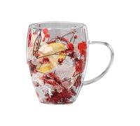 Tasses à café en verre isolé - Tasses créatives à double paroi fleurs séchées, 350 ml | Multi-usage Tasses anti-brûlures parfaites pour le lait, le thé, le chocolat et les jus, idéales pour les