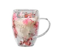 Tasses à café en verre isolé - Tasses créatives à double paroi fleurs séchées, 350 ml | Multi-usage Tasses anti-brûlures parfaites pour le lait, le thé, le chocolat et les jus, idéales pour les