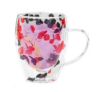 Tasses à café esthétiques en verre à double paroi - Tasses à fleurs séchées transparentes à double couche de 350 ml | Tasse à thé en verre floral avec poignée, tasse esthétique résistante au ca