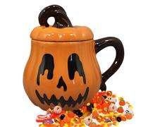 Tasses À Café Halloween | Tasse en Céramique Citrouille Avec Couvercle et Anse pour Cuisine | Mug 350ml pour Café au Lait Thé Jus Boissons Bières Halloween