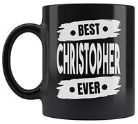 Tasses À Café Homme Meilleur Christopher Jamais Nom Personnalisé Anniversaire Noir Mugs Art Tasses en Porcelaine Vintage Tasse À Thé pour Collègue Anniversaire Familiale 330ML