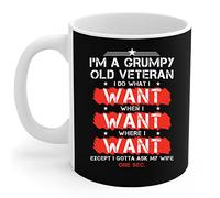 Tasses À Café I'm Grumpy Old Veteran Ask My Wife Tasse Café Rétro Mug Ceramique Multicolore Tasse À Thé pour Collègue Anniversaire Travail 330ML