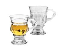 Tasses à café irlandais vintage, verre à café irlandais transparent avec poignée, base à pied, résistantes à la chaleur, tasses robustes pour chocolat chaud, thé, café (clear, 2pcs)