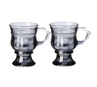 Tasses à café irlandais vintage, verre à café irlandais transparent avec poignée, base à pied, résistantes à la chaleur, tasses robustes pour chocolat chaud, thé, café (gray, 2pcs)