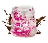 Tasses À Café Isothermes | Tasse en Verre à Fleurs Séchées pour Café et Thé,Gobelet Réutilisable 160ml pour Boissons Chaudes et Froides Cappuccino Latte Lait Jus Eau pour Femmes Filles Anniversaire No