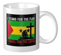Tasses À Café Je Défends Le Drapeau De Sao Tomé-Et-Principe Et Je M'Agenouille Mug Céramique Imprimé Drôle Tasses À Thé, Pour Anniversaire, Domicile, Collègue De Travail, 330ml