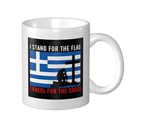 Tasses À Café Je Défends Le Drapeau Grec Et Je M'Agenouille Mug Céramique Imprimé Drôle Tasses De Petit Déjeuner, Pour Homme, Anniversaire, Collègue De Travail, 330ml