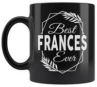 Tasses À Café Meilleure Frances Au Monde - Cadeau d'anniversaire Personnalisé pour Maman, Sœur, Tante (Noir) Tasses en Porcelaine Personnalisée Tasse Café Rétro Mugs pour Collègue Travail 330ML