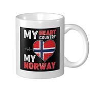 Tasses À Café Mon Cœur, Mon Pays, Ma Norvège Mug Céramique Personnalisable Imprimé Tasses De Petit Déjeuner, Pour Anniversaire, Domicile, Homme, 330ml