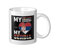 Tasses À Café Mon Cœur, Mon Pays, Ma Serbie Mug Céramique Avec Poignée Imprimé Tasses De Petit Déjeuner, Pour Stagiaire, Fête Des Mères, Collègue De Travail, 330ml