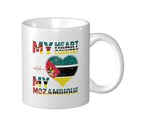 Tasses À Café Mon Cœur, Mon Pays, Mon Mozambique Mug Céramique Drôle Imprimé Tasses De Petit Déjeuner, Pour Collègue De Travail, Homme, Stagiaire, 330ml