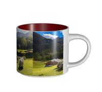 Tasses à café, petit-déjeuner, lait d'avoine, thé, grande tasse en céramique, Alpes suisses, Valais, mouton à nez noir, nid, animaux, nature,Rouge,Taille unique