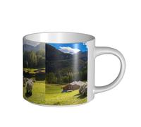 Tasses à café, petit-déjeuner, lait d'avoine, thé, grande tasse en céramique, Alpes suisses, Valais, mouton à nez noir, nid, animaux, nature,Blanc,Taille unique