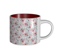 Tasses à café, petit-déjeuner, lait d'avoine, thé, grande tasse en céramique, aquarelle, flore australienne, eucalyptus et fleurs blush,Rouge,Taille unique